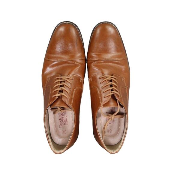 Dexter Shoes Mens 10 Oxford Derby Classic Cap Toe Formal Dress Brown Memory Foam - Picture 6 of 16